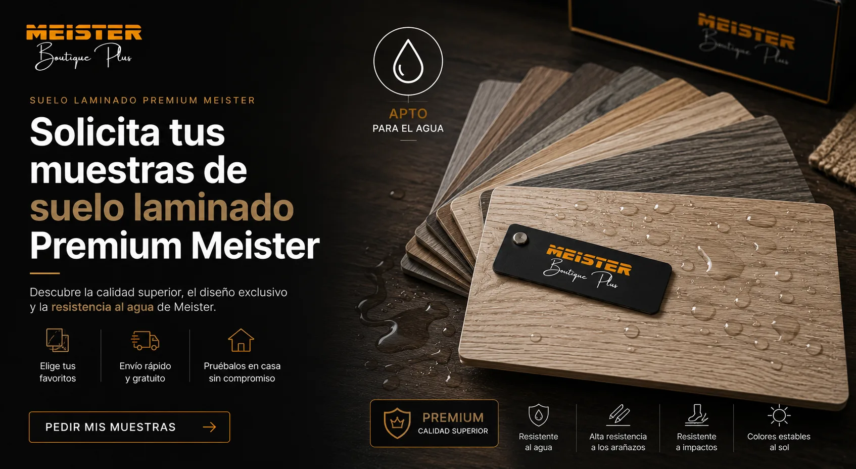 Muestras físicas de suelo laminado MEISTER